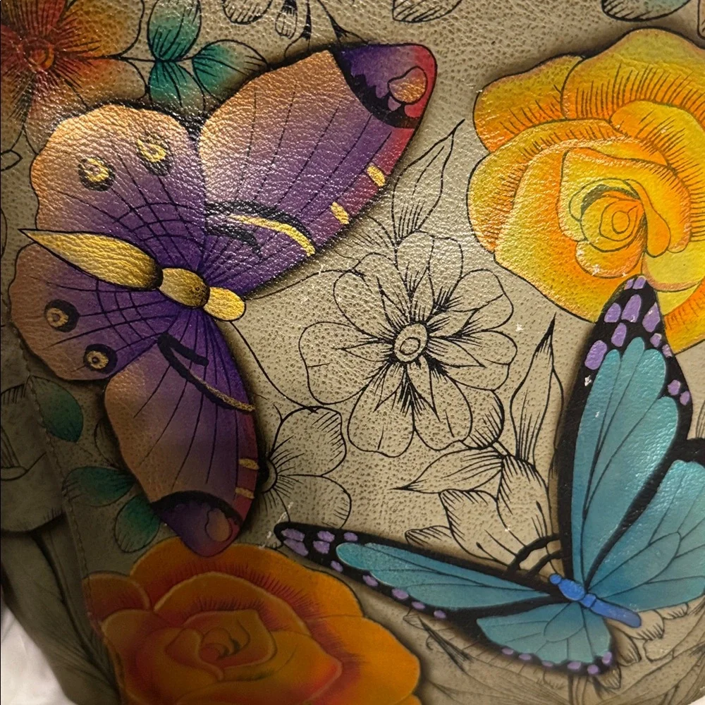 Anuschka Floral Butterfly Women's Bag - Picture 2 of 7